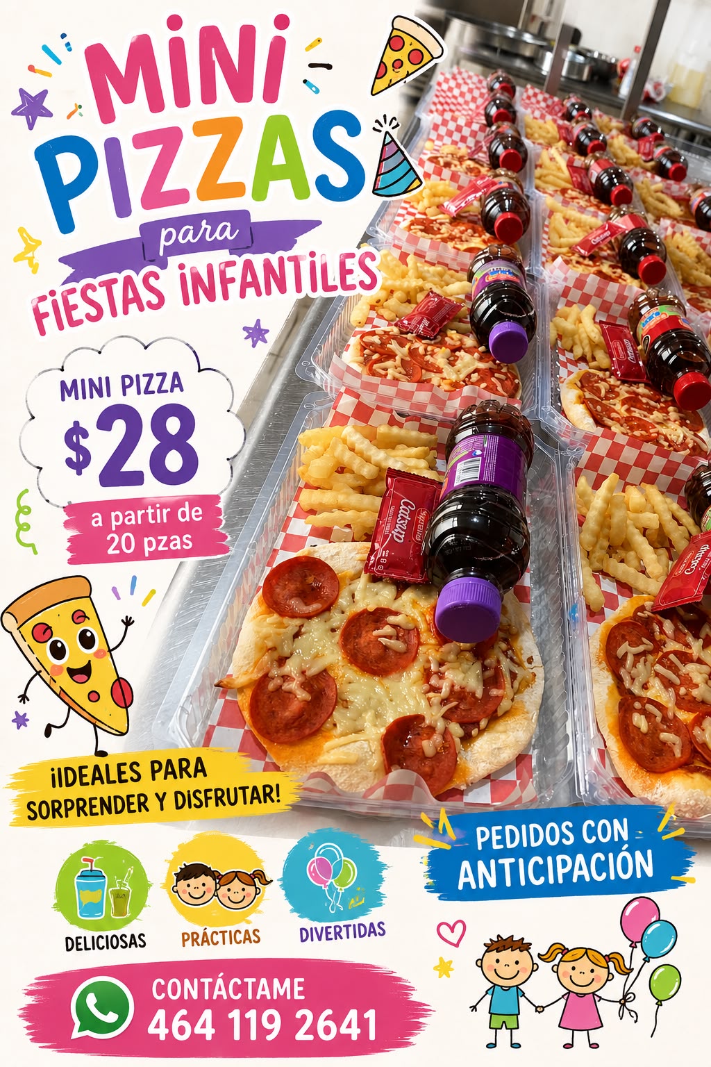 Mini pizzas para fiestas infantiles